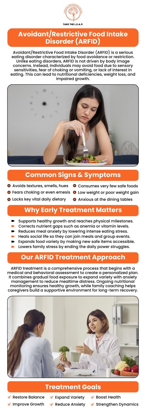 ARFID (Avoidant/Restrictive Food Intake Disorder) treatment focuses on helping individuals address the emotional and behavioral aspects of their eating habits. Primary Prevention Center uses a personalized approach to guide patients in overcoming food aversions, ensuring better nutrition and mental well-being. Consult our team today to begin your journey toward recovery with specialized care tailored to your needs. For more information, contact us or request an appointment online. We are conveniently located at 638 Newtown-Yardley Road Suite 2G/H, Newtown, PA 18940. ARFID (Avoidant/Restrictive Food Intake Disorder) treatment focuses on helping individuals address the emotional and behavioral aspects of their eating habits. Primary Prevention Center uses a personalized approach to guide patients in overcoming food aversions, ensuring better nutrition and mental well-being. Consult our team today to begin your journey toward recovery with specialized care tailored to your needs. For more information, contact us or request an appointment online. We are conveniently located at 638 Newtown-Yardley Road Suite 2G/H, Newtown, PA 18940.